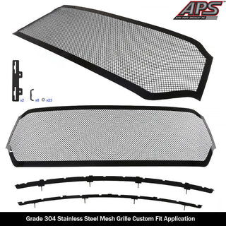 APS Black Stainless Upper Mesh Grille (Laramie/Lone Star/Big Horn/Tradesman): Ram 1500 2019 - 2024