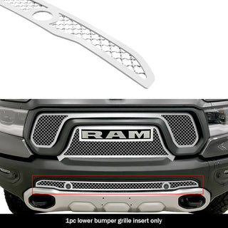 APS Polished Stainless Lower Mesh Grille Rebel (WITH Sensor): Ram	1500 2019 - 2024