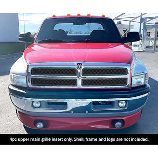 APS Black Stainless Upper Mesh Grille: Dodge Ram 1994 - 2001