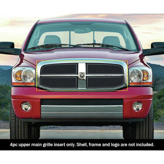 APS Black Stainless Upper Mesh Grille: Dodge Ram 2006 - 2008