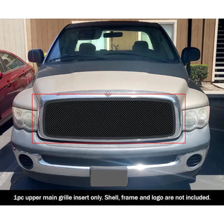 APS Black Stainless Upper Mesh Grille: Dodge Ram 2002 - 2005