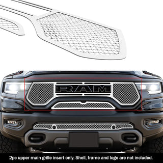 APS Polished Stainless Upper Mesh Grille: Ram 1500 6.2L TRX 2021 - 2024