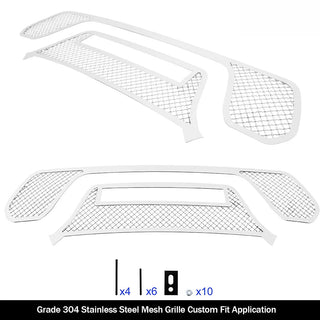 APS Polished Stainless Upper Mesh Grille Rebel: Ram 1500 2019 - 2024