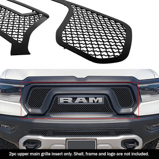 APS Black Stainless Upper Mesh Grille: Ram 1500 2019 - 2024