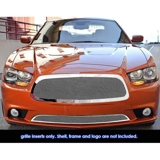 APS Polished Stainless Mesh Grilles (Upper & Lower, 1.8mm): Dodge Charger 2011 - 2014