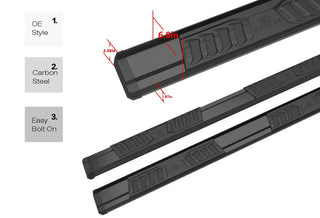 APS S Series Running Boards (Black, Pair) Crew Cab: Dodge Ram 2009 - 2025 (1500, 2500 & 3500)