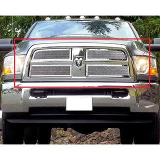 APS Polished Stainless Upper Mesh Grille: Dodge Ram 2010 - 2012 (2500 & 3500)
