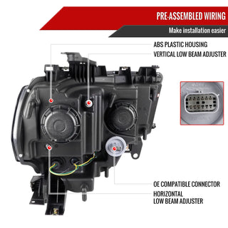 Spec D Projector Halo Headlights (Matte Black): Ram 2500 & 3500 2019 - 2024