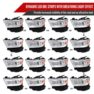 Spec D Projector Halo Headlights (Chrome w/ Sequential Turn Signal): Ram 1500 2019 - 2024
