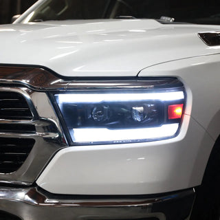 Spec D Projector Halo Headlights (Black w/ Sequential Turn Signal): Ram 1500 2019 - 2024