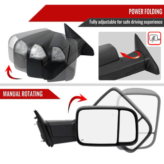 Spec D Passenger Mirror w/ Turn & Puddle Light (PASSENGER): Ram 2500 / 3500 (19-26) - Black