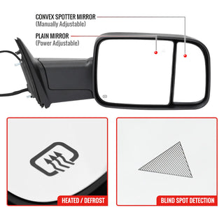 Spec D Passenger Mirror w/ Turn & Puddle Light (PASSENGER): Ram 2500 / 3500 (19-26) - Black
