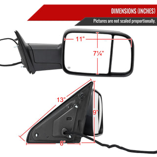 Spec D Passenger Mirror w/ Turn & Puddle Light (PASSENGER): Ram 2500 / 3500 (19-26) - Black
