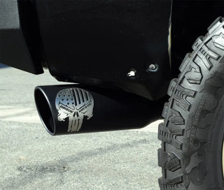Gibson Patriot Skull Single Cat-Back Perf Exhaust SS Black Cerakote Tip (REAR): Dodge/RAM 1500 2009-2018 5.7L HEMI