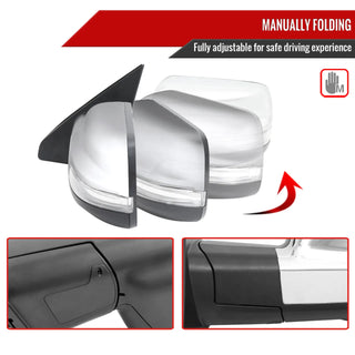 Spec D Driver Mirror w/ Turn Signal Light & Puddle Light (Manual-Fold, Chrome): Ram 1500 2019 - 2024