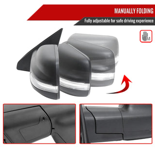 Spec D Driver Mirror w/ Turn Signal Light & Puddle Light (Manual-Fold, Black): Ram 1500 2019 - 2024