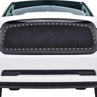 Spec D Stainless Steel Grille Insert (Rivet Style, Black Mesh): Ram 1500 2013 - 2018