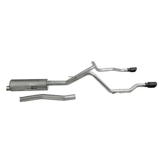 Gibson Black Elite Dual Split Cat-Back Perf Exhaust Black Ceramic Tips (REAR): Jeep Gladiator JT 2020-2025 3.6L