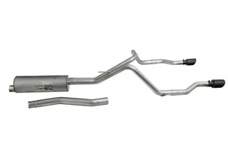 Gibson Black Elite Dual Split Cat-Back Perf Exhaust Black Ceramic Tips (REAR): Jeep Gladiator JT 2020-2025 3.6L