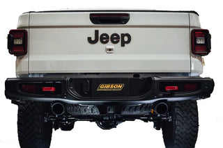 Gibson Black Elite Dual Split Cat-Back Perf Exhaust Black Ceramic Tips (REAR): Jeep Gladiator JT 2020-2025 3.6L