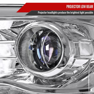 Spec D Projector Halo Headlights w/ LED Bar & Sequential Turn Signal (Chrome): Ram 2013 - 2018
