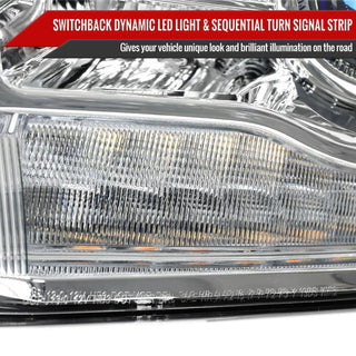 Spec D Projector Halo Headlights w/ LED Bar & Sequential Turn Signal (Chrome): Ram 2013 - 2018