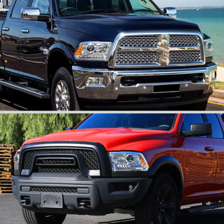 Spec D Projector Halo Headlights w/ LED Bar & Sequential Turn Signal (Chrome): Ram 2013 - 2018