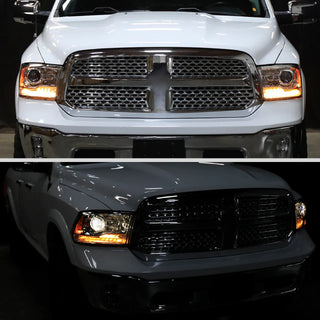 Spec D Projector Halo Headlights w/ LED Bar (Chrome): Ram 2013 - 2018