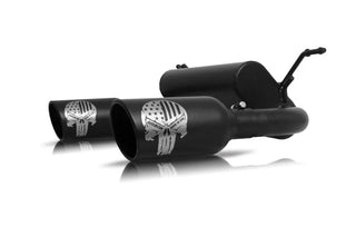 Gibson Patriot Skull Dual Split Axle Back Perf Exhaust Black Ceramic (REAR): Jeep Wrangler JL 2018-2025 3.6L