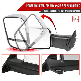 Spec D Mirrors SET w/ Turn Signal Light & Puddle Light (Auto-Fold, Chrome): Ram 2013 - 2018