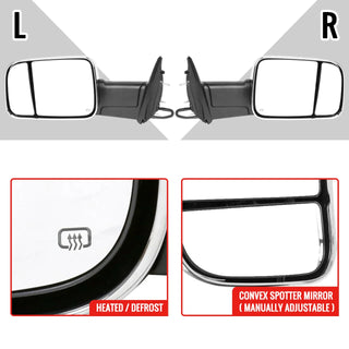 Spec D Mirrors SET w/ Turn Signal Light & Puddle Light (Auto-Fold, Chrome): Ram 2013 - 2018