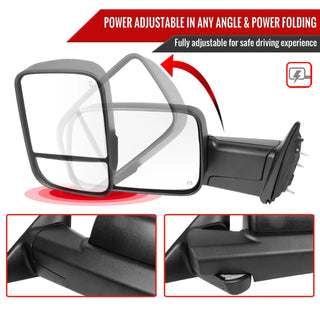 Spec D Mirrors SET w/ Turn Signal Light & Puddle Light (Auto-Fold, Black): Ram 2013 - 2018