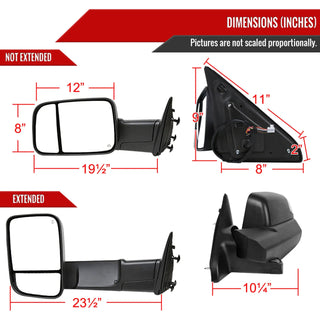 Spec D Mirrors SET w/ Turn Signal Light & Puddle Light (Auto-Fold, Black): Ram 2013 - 2018