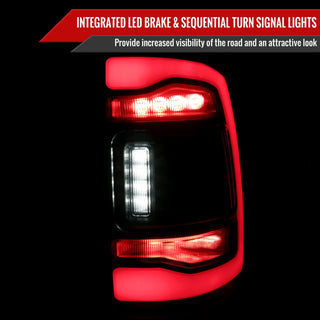 Spec D LED Tail Lights (Black, White LED w/ Sequential Turn Signal): Ram 2013 - 2018
