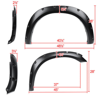 Spec D Riveted Style Fender Flares (Smooth Black, 4pc): Dodge Ram 2500 / 3500 2010 - 2018