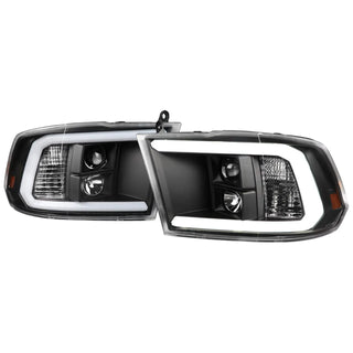 Spec D Projector Headlights w/ Light Bar (Matte Black): Dodge Ram 2009 - 2018