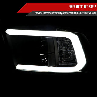 Spec D Projector Headlights w/ Light Bar (Matte Black): Dodge Ram 2009 - 2018