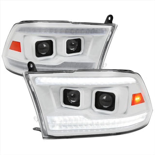 Spec D Projector Halo Headlights w/ LED Bar (White): Dodge Ram 2009 - 2018