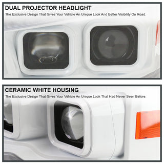 Spec D Projector Halo Headlights w/ LED Bar (White): Dodge Ram 2009 - 2018