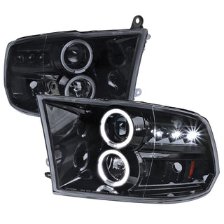 Spec D Projector Halo Headlights (Smoke): Dodge Ram 2009 - 2018
