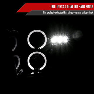 Spec D Projector Halo Headlights (Smoke): Dodge Ram 2009 - 2018