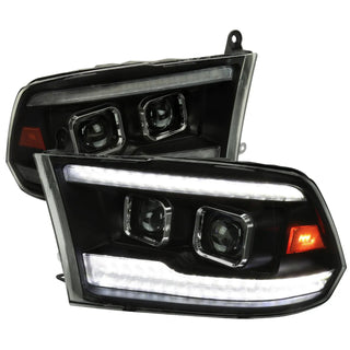Spec D Projector Halo Headlights (Smoke w/ LED Sequential Signal): Dodge Ram 2009 - 2018