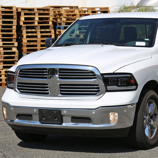 Spec D Projector Halo Headlights (Smoke w/ LED Sequential Signal): Dodge Ram 2009 - 2018