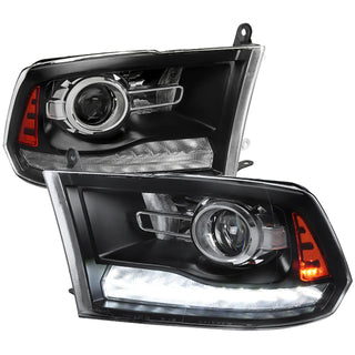 Spec D Projector Halo Headlights (Black w/ Sequential Turn Signal): Dodge Ram 2009 - 2018