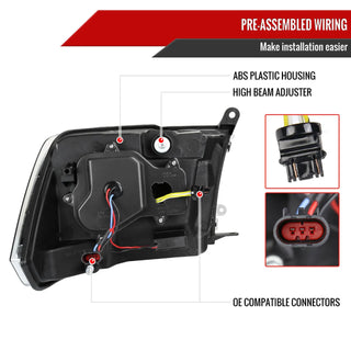Spec D Projector Halo Headlights (Black w/ Sequential Turn Signal): Dodge Ram 2009 - 2018
