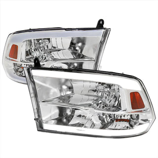 Spec D OEM Style Headlights w/ LED Bar (Chrome): Dodge Ram 2009 - 2018