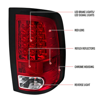 Spec D LED Tail Lights (Red): Dodge Ram 2009 - 2018