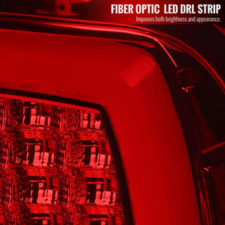 Spec D LED Tail Lights (Red w/ White LED Bar): Dodge Ram 2009 - 2018