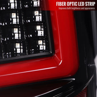 Spec D LED Tail Lights (Glossy Black w/ White LED Bar): Dodge Ram 2009 - 2018