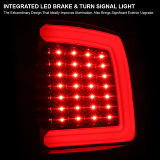Spec D LED Tail Lights (Glossy Black w/ Red LED Bar): Dodge Ram 2009 - 2018